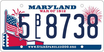 MD license plate 5BL8738