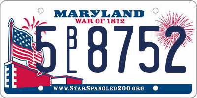 MD license plate 5BL8752