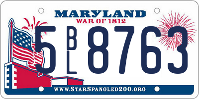 MD license plate 5BL8763
