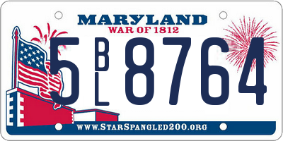 MD license plate 5BL8764