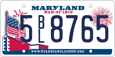 MD license plate 5BL8765