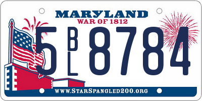 MD license plate 5BL8784