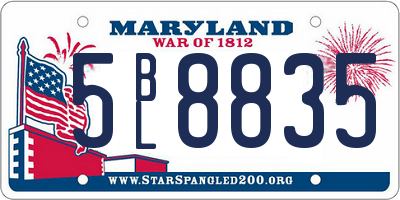 MD license plate 5BL8835