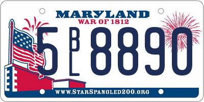 MD license plate 5BL8890