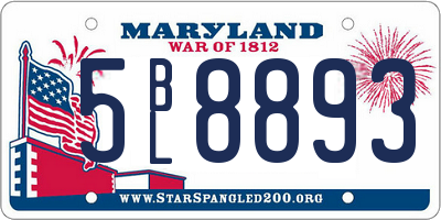MD license plate 5BL8893