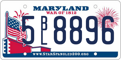 MD license plate 5BL8896