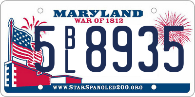MD license plate 5BL8935