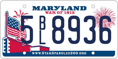 MD license plate 5BL8936