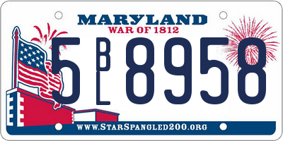 MD license plate 5BL8958