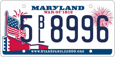 MD license plate 5BL8996