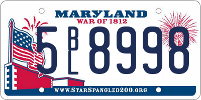 MD license plate 5BL8998