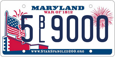 MD license plate 5BL9000