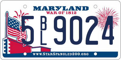 MD license plate 5BL9024
