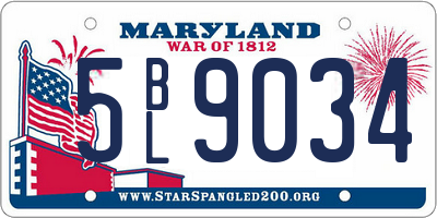 MD license plate 5BL9034