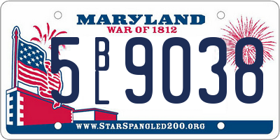 MD license plate 5BL9038