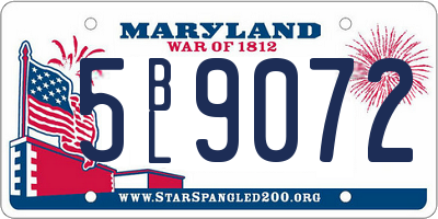 MD license plate 5BL9072