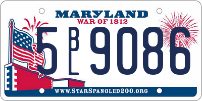 MD license plate 5BL9086