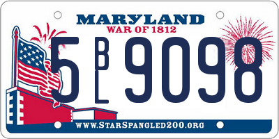 MD license plate 5BL9098
