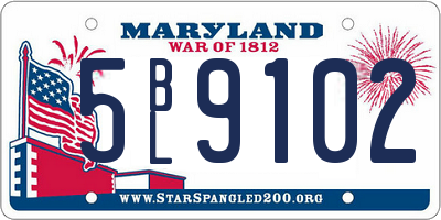 MD license plate 5BL9102