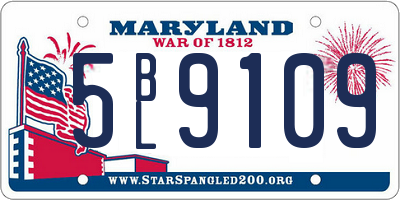 MD license plate 5BL9109