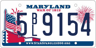 MD license plate 5BL9154