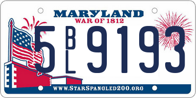 MD license plate 5BL9193