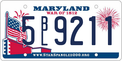 MD license plate 5BL9211