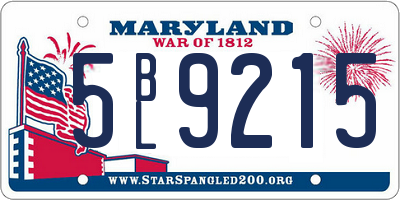 MD license plate 5BL9215