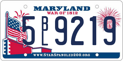MD license plate 5BL9219