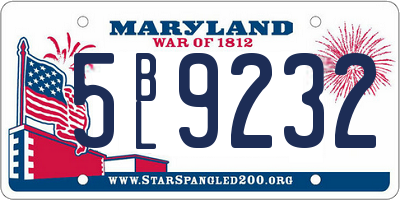 MD license plate 5BL9232