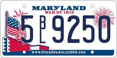 MD license plate 5BL9250