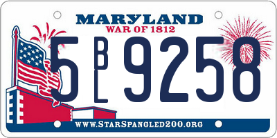 MD license plate 5BL9258