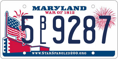 MD license plate 5BL9287