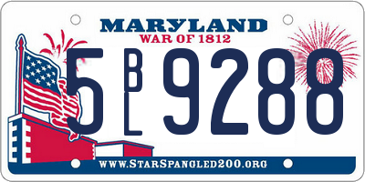 MD license plate 5BL9288