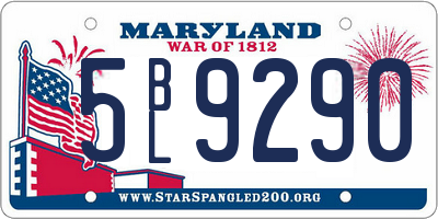 MD license plate 5BL9290