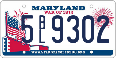 MD license plate 5BL9302
