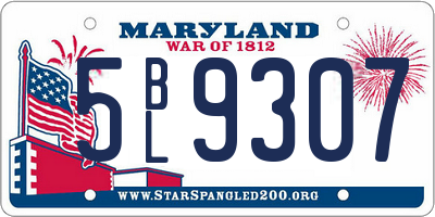 MD license plate 5BL9307