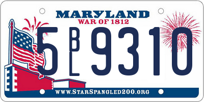 MD license plate 5BL9310