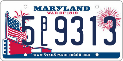 MD license plate 5BL9313