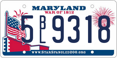 MD license plate 5BL9318