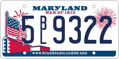 MD license plate 5BL9322