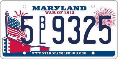 MD license plate 5BL9325