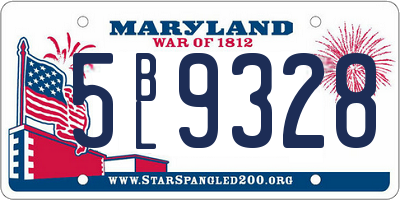 MD license plate 5BL9328