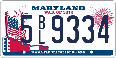 MD license plate 5BL9334