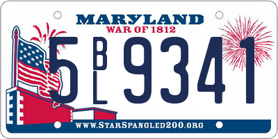 MD license plate 5BL9341