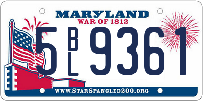 MD license plate 5BL9361