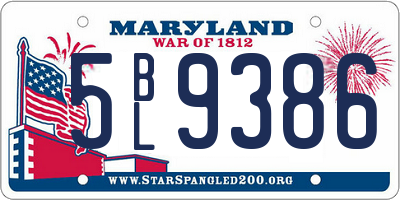 MD license plate 5BL9386