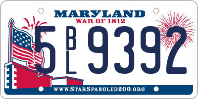 MD license plate 5BL9392