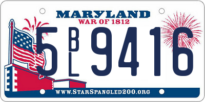MD license plate 5BL9416