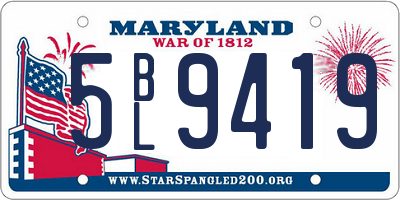 MD license plate 5BL9419